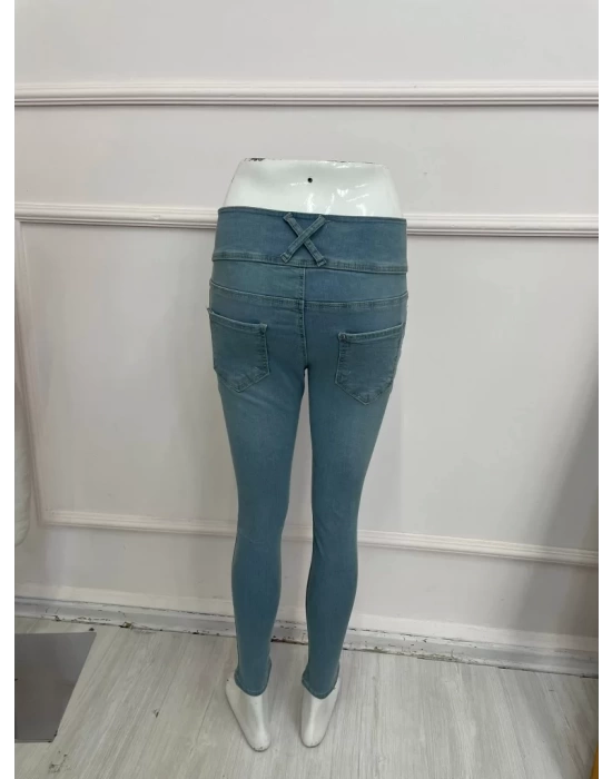 Yüksek Bel Likralı Jean Pantolon 90 Cm
