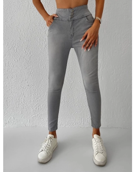 Yüksek Bel Likralı Jean Pantolon 90 Cm