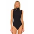 bysoca Kadın Siyah Balıkçı Yaka Sıfır Kol Vücudu Saran Sandy Kumaş Tanga Basic Bodysuit