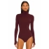 bysoca Kadın Bordo Balıkçı Yaka Uzun Kollu Parmak Geçmeli İpek Jarse Bodysuit