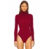 bysoca Kadın Bordo Balıkçı Yaka Uzun Kollu Vücudu Saran Basic Bodysuit
