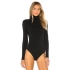 bysoca Kadın Siyah Balıkçı Yaka Uzun Kollu Vücudu Saran Basic Bodysuit