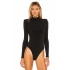 bysoca Kadın Siyah Balıkçı Yaka Vatkalı Yanı Büzgülü Uzun Kollu Vücudu Saran Bodysuit