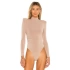 bysoca Kadın Bej Balıkçı Yaka Vatkalı Yanı Büzgülü Uzun Kollu Vücudu Saran Bodysuit