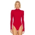 bysoca Kadın Kırmızı Balıkçı Yaka Vatkalı Yanı Büzgülü Uzun Kollu Vücudu Saran Bodysuit
