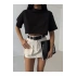 bysoca Kadın Siyah Bisiklet Yaka Oversize Basic Pamuklu Crop T-Shirt