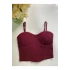 bysoca Kadın Bordo Balenli Kaşkorse Ayarlanabilir İnce İp Askılı Büstiyer Crop Top