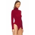 Kadın Bordo Balıkçı Yaka Uzun Kollu Çıtçıtlı Sandy Kumaş Basic Tanga Bodysuit