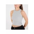 Kadın Gri Halter Yaka Fitilli Kaşkorse Sporcu Basic Düz Günlük Yazlık Crop Atlet