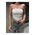 bysoca Kadın Beyaz Güpür Dantel Straplez Büstiyer Yazlık Crop Top