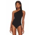 bysoca Kadın Siyah Düşük Omuz Asimetrik Tek Omuz Sıfır Kol Sandy Kumaş Tanga Bodysuit