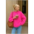 Kadın Fuşya Bisiklet Yaka Uzun Kollu Oversize Yumuşak Dokulu Triko Kazak