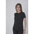 bysoca Kadın Bisiklet Yaka Göğüs File Detaylı Slim Fit Tişört - Siyah