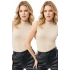 Kadın Bej Yarım Balıkçı Yaka Kolsuz Pamuklu 2li Basic Body Bluz