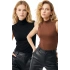 Kadın Siyah Kahve Yarım Balıkçı Yaka Kolsuz Pamuklu 2li Basic Body Bluz
