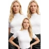 Kadın Beyaz Yarım Balıkçı Yaka Kısa Kollu Pamuklu 3lü Basic Body Bluz