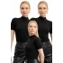 Kadın Siyah Yarım Balıkçı Yaka Kısa Kollu Pamuklu 3lü Basic Body Bluz