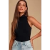 bysoca Kadın Siyah Balıkçı Yaka Sırtı Açık Sıfır Kol Vücudu Saran Sandy Kumaş Basic Body