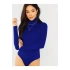 bysoca Kadın Mavi Uzun Kollu Balıkçı Yaka Vücudu Saran Sandy Kumaş Tanga Basic Bodysuit