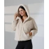 Kadın Bej Oversize Bomber Mont Kapüşonlu Fermuarlı Peluş Astarlı