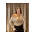 bysoca Kadın Bej Kayık Yaka Tek Omuz Dekolteli Uzun Kollu Günlük Body Bluz