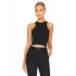 Kadın Siyah Halter Yaka Sıfır Kol Esnek Sandy Kumaş Basic Crop Top Body Bluz