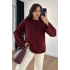 bysoca Kadın Bordo Bisiklet Yaka Oversize İspanyol Kollu Yumuşak Dokulu Triko Kazak