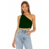 bysoca Kadın Zümrüt Yeşili Büzgülü Tek Omuz Asimetrik Kesim Jarse Crop Top Büstiyer