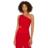 bysoca Kadın Kırmızı Büzgülü Tek Omuz Asimetrik Kesim Jarse Crop Top Büstiyer