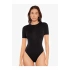 bysoca Kadın Siyah Bisiklet Yaka Kısa Kol Vücudu Saran Sandy Kumaş Tanga Basic Bodysuit