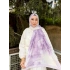 Kadın Lila Ebruli Desenli Çerçeveli Soft Dokulu Pamuklu Mevsimlik Tesettür Şal