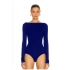bysoca Kadın Mavi Sırt Dekolteli Kayık Yaka Uzun Kollu Sandy Kumaş Tanga Bodysuit