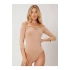 bysoca Kadın Bej Önü Büzgülü Straplez Düşük Omuz Fakir Kol Sandy Kumaş Tanga Bodysuit