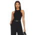 bysoca Kadın Siyah Balıkçı Yaka Sıfır Kol Çift Kat Sandy Kumaş Vücudu Saran Basic Crop Top