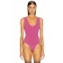 Kadın Pembe Kalın Askılı V Yaka Alttan Çıtçıtlı Çift Kat Sandy Basic Tanga Bodysuit