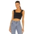 bysoca Kadın Siyah Kare Yaka Kalın Askılı Çift Kat Sandy Kumaş Basic Crop Top Büstiyer