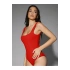 bysoca Kadın Kırmızı Kalın Askılı Kare Yaka Sıfır Kol İpek Jarse Vücudu Saran Basic Bodysuit
