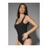 bysoca Kadın Siyah Kalın Askılı Kare Yaka Sıfır Kol İpek Jarse Vücudu Saran Basic Bodysuit