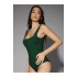 bysoca Kadın Zümrüt Yeşili Kalın Askılı Kare Yaka Sıfır Kol İpek Jarse Vücudu Saran Basic Bodysuit