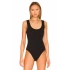 bysoca Kadın Siyah U Yaka Sıfır Kol Vücudu Saran Sandy Kumaş Basic Brazilian Bodysuit