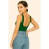 bysoca Kadın Yeşil Sırt Dekolteli Kayık Yaka Sıfır Kol Vücudu Saran Basic Bodysuit