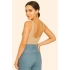 bysoca Kadın Bej Sırt Dekolteli Kayık Yaka Sıfır Kol Vücudu Saran Basic Bodysuit
