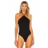 bysoca Kadın Siyah Boyundan Bağlamalı Sırtı Açık Sandy Kumaş Tanga Basic Bodysuit