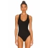 bysoca Kadın Siyah U Yaka Sırtı Amerikan Kesim Fitilli Kaşkorse Vücudu Saran Tanga Basic Bodysuit