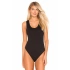 bysoca Kadın Siyah U Yaka Kalın Askılı Sırtı Amerikan Kesim Sandy Kumaş Tanga Basic Bodysuit