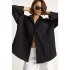Kadın Siyah Uzun Kollu Tek Cepli Geniş Manşetli Oversize Keten Karışımlı Tunik Gömlek