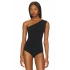 bysoca Kadın Siyah Asimetrik Tek Omuz Sıfır Kol Çift Kat Sandy Kumaş Tanga Bodysuit