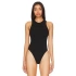 bysoca Kadın Siyah Yüksek Yaka Sırtı Amerikan Kesim Çift Kat Sandy Kumaş Tanga Basic Bodysuit