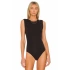 bysoca Kadın Siyah Bisiklet Yaka Sıfır Kol Vücudu Saran Sandy Kumaş Tanga Basic Bodysuit