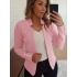 bysoca Kadın Dik Yaka Önü Açık Manşetleri Düğmeli Vücudu Saran Krep Kumaş Ceket - Pembe